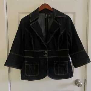 Bisou Bisou Dark Denim Jacket with Contrast Stitching